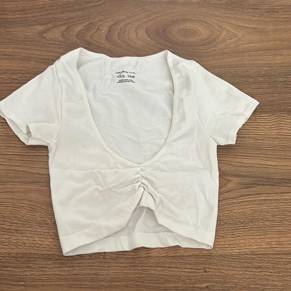 Urban Outfitters Gray Tie Front Crop T-Shirt